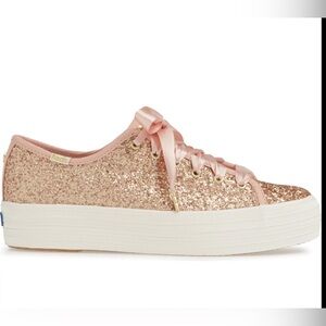 kate spade Pink Sparkle Sneakers with Satin Laces